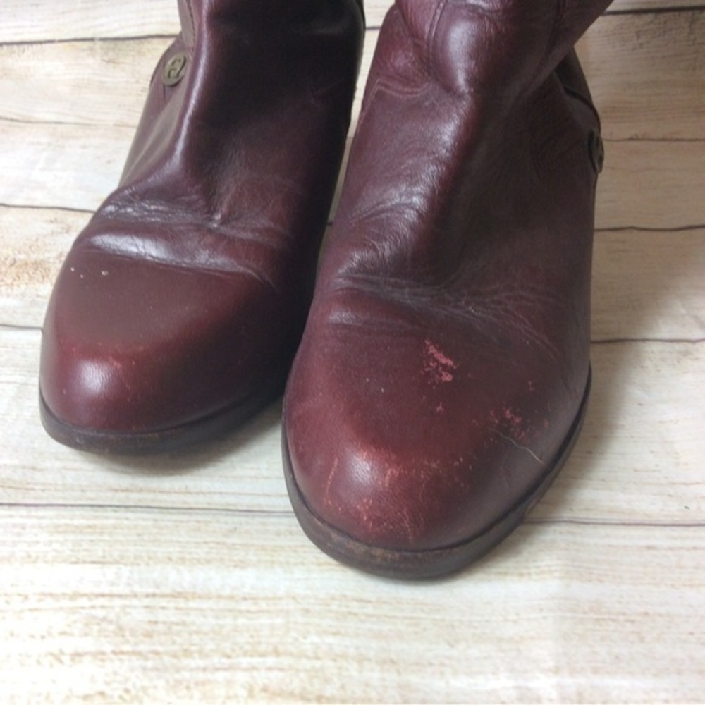 Etienne Aigner Burgundy Leather Heeled Boots - Picture 5 of 10